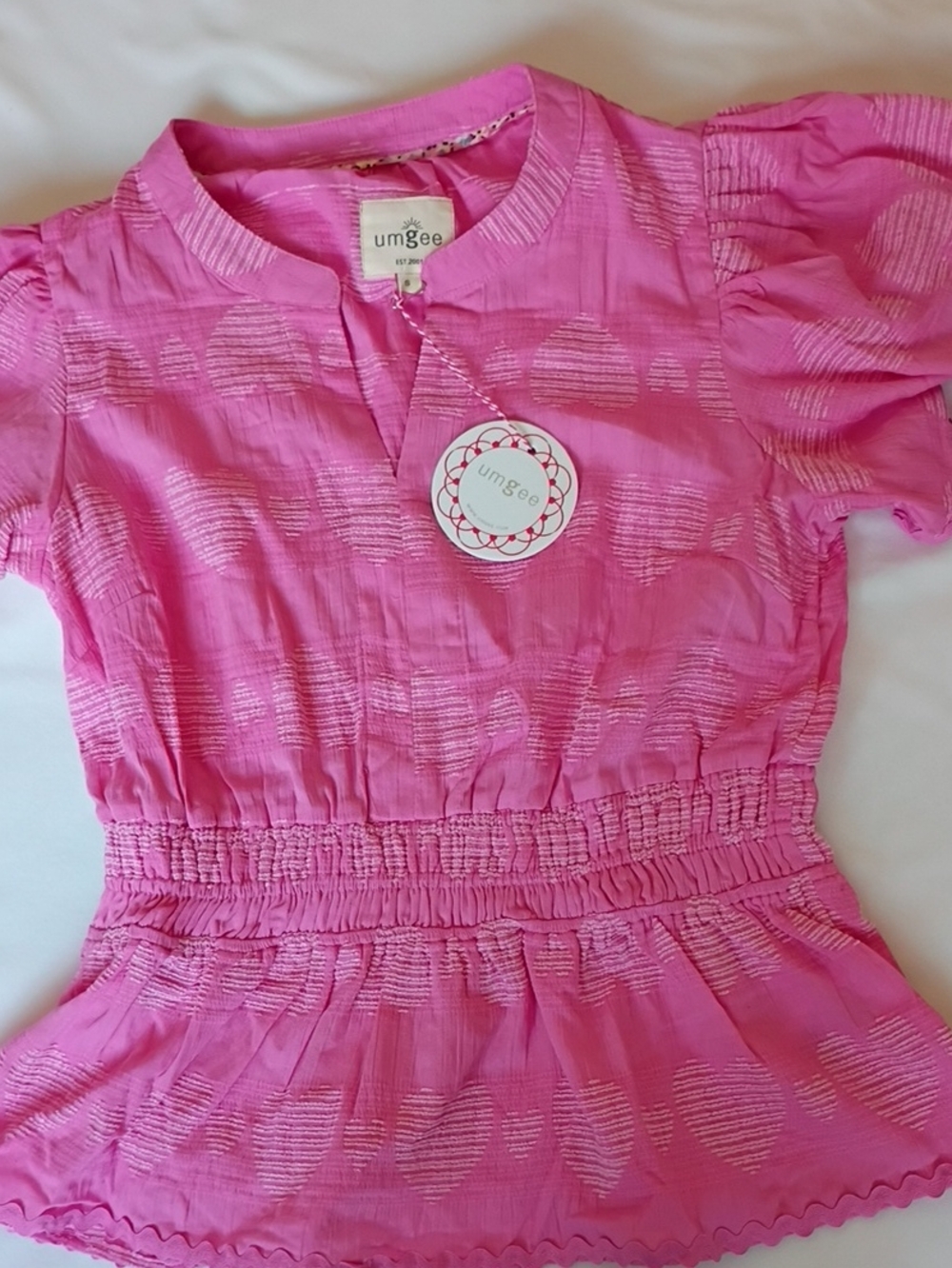Umgee Hot Pink Heart-Print Peplum Top 001